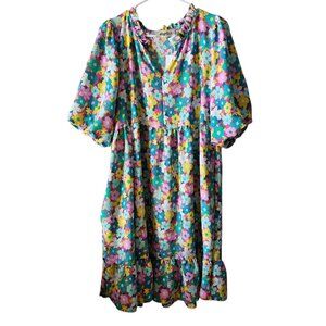 Women's Medium Haptics Floral Bubble Sleeve Dress NWT
